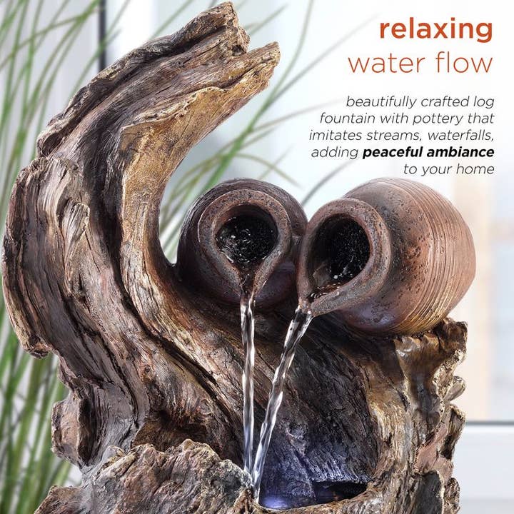 Alpine Corporation - Wholesale Decorative Tabletop Object - Alpine Corporation Two Jars on Tree Branch Tabletop Fountain4