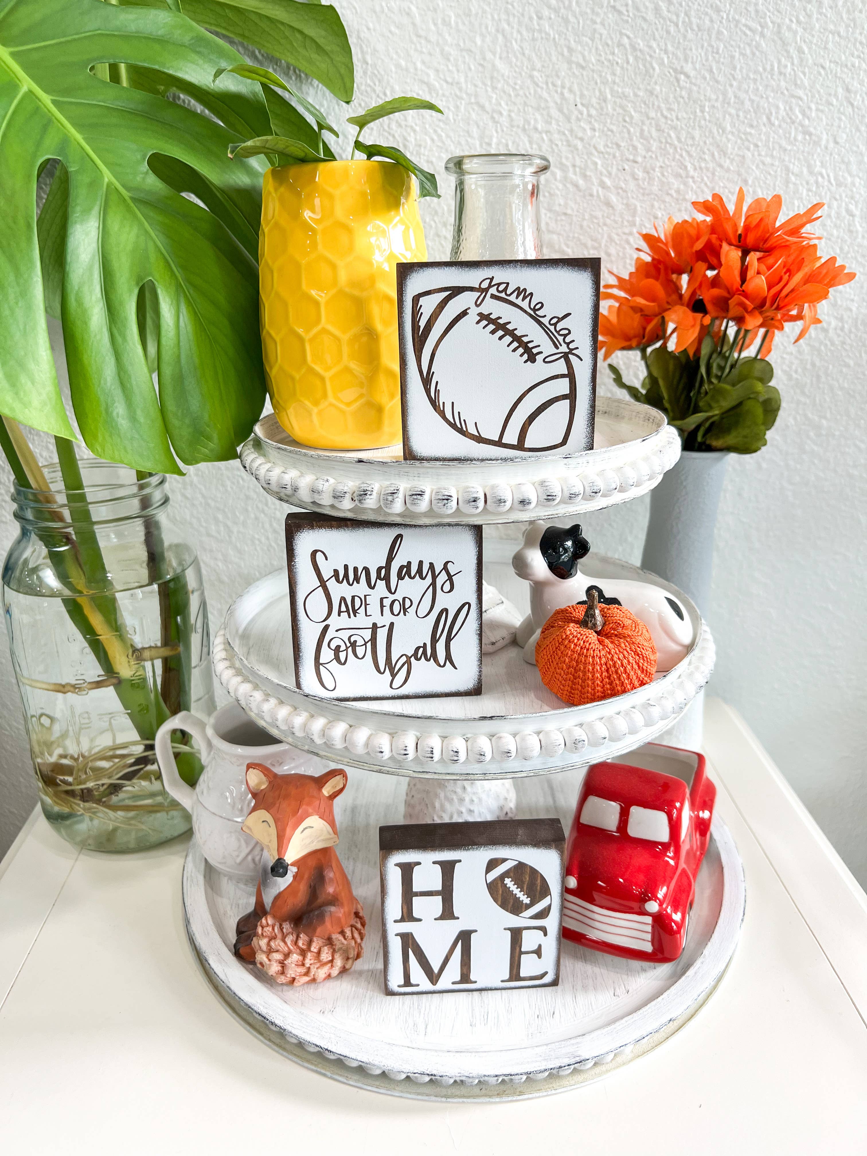 Ruaille Buaille Co - Wholesale Sign - Mini football sign | Farmhouse tiered tray | Fall home decor4