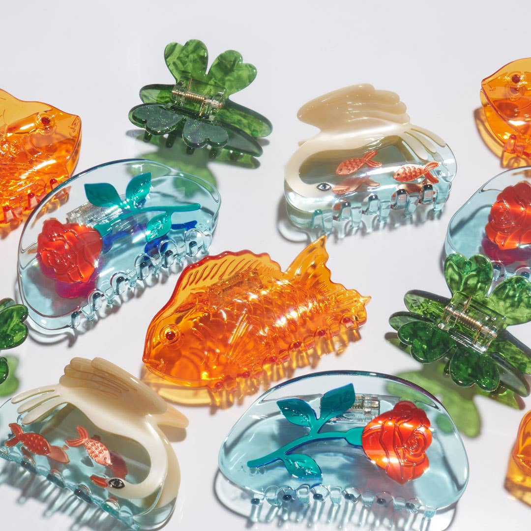 WINONA IRENE - Wholesale Hair Clip - Women's - Sea Bream Clear Orange Acetate Ocean Fish Hair Claw Clip3