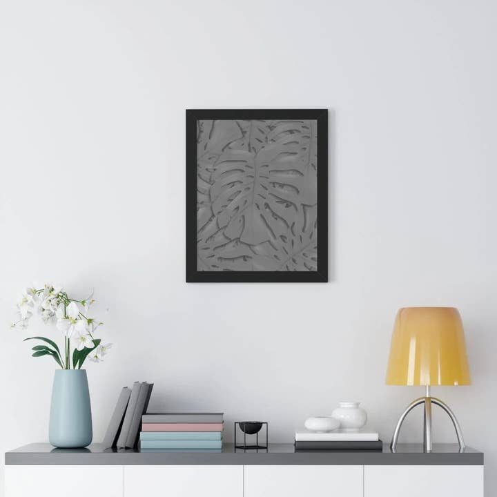 Monstera Framed Print Tropical Leaf Poster With Acrylic Cover Frame For Modern Home Decor Wall Art for wholesale by The Potted Pixel