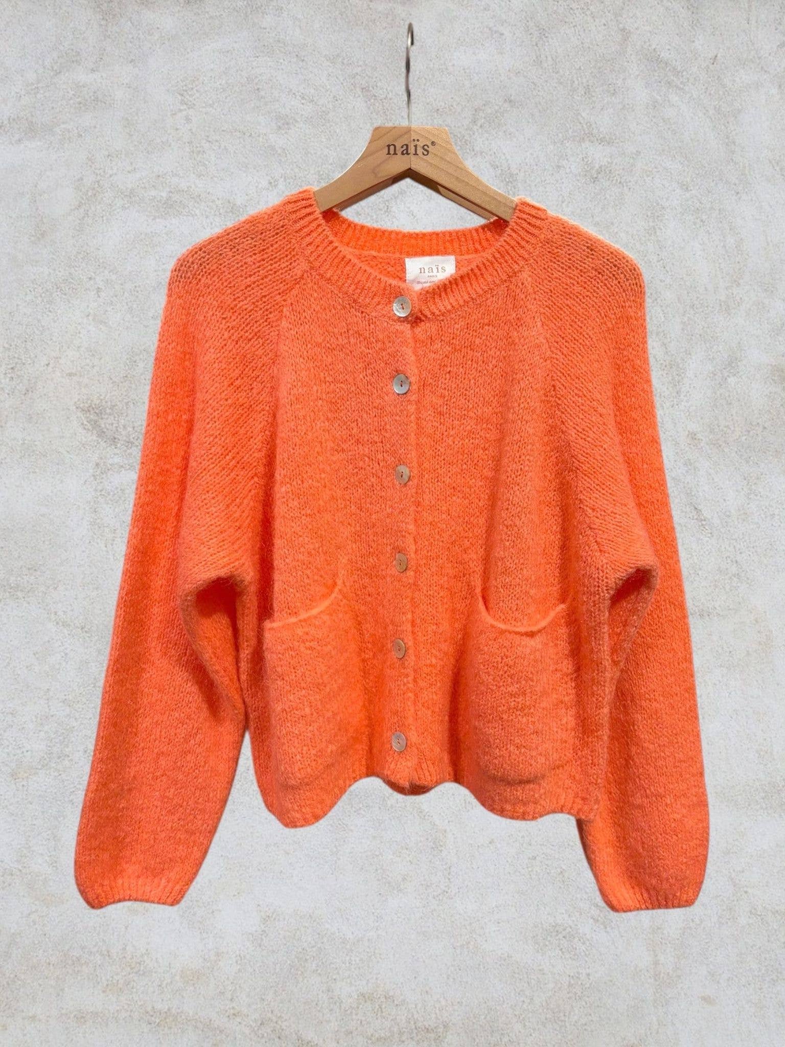 NAÏS PARIS – Cardigan - Mulher por atacado – Cardigan de gola redonda com mangas longas em kid mohair e lã29