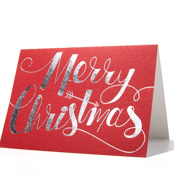 Merry Christmas Foil Stamped Letterpress Card for wholesale by Type High Letterpress