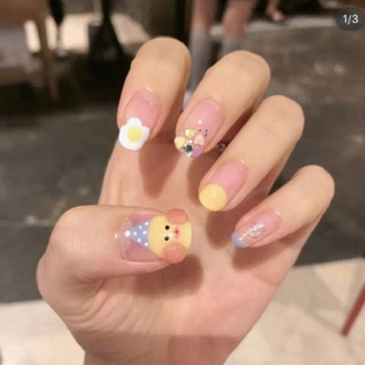 ClebleNails – Großhandel Nailart/Nagelsticker – Nette Cartoon-Nagelwickel/Gelbe Ente DuduDuck Nagellackstreifen/3D-Tier-Nagel-Aufkleber/ Kinder-Nagelwickel/Bunte Kawaii-Nagelwickel