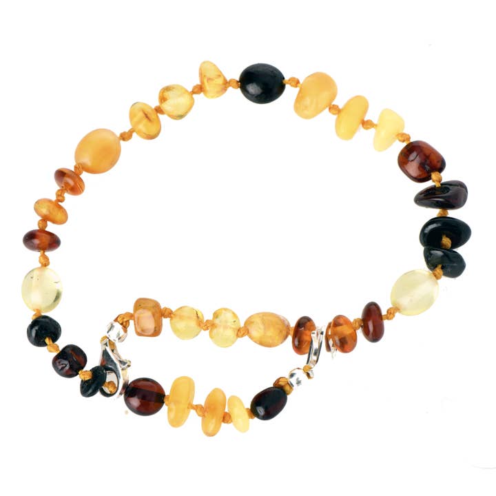 Multi barok & Olive Shape Amber perler Ankelkæde for voksen med 925 Sterling sølv lås for engroshandel hos The Natural Amber