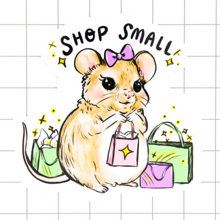 Pegatina de vinilo de ratón pequeño de tienda para venta al por mayor de Amy Hartelust Art and Illustration