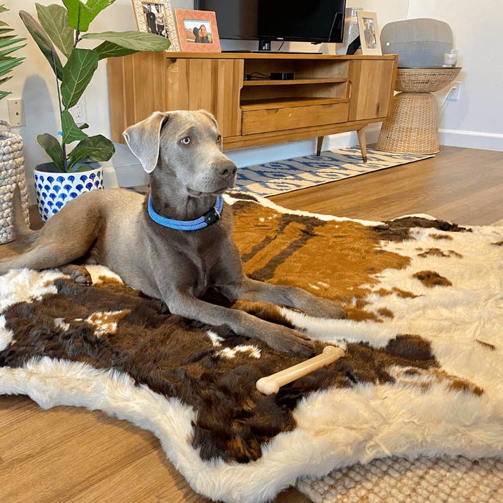 Paw Brands - Wholesale Pet Bed - Dog - PupRugâ„¢ Animal Print Memory Foam Dog Bed - Brown Faux Cowhide