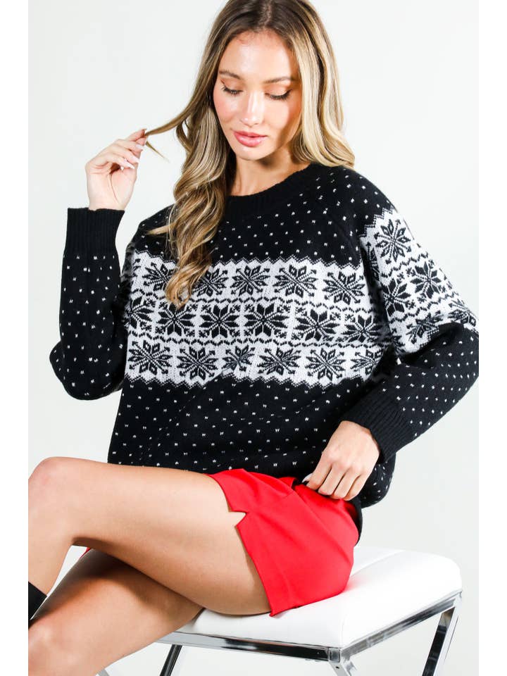 Vine & Love - Vendita all'ingrosso Maglione tricot - Donna - Maglione lavorato a maglia con stampa Christmas Fair Isle a girocollo VT8153116