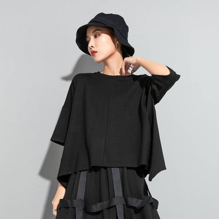 Maglietta a maniche corte con cerniera decorativa. per la vendita all'ingrosso da parte di Plush Looks