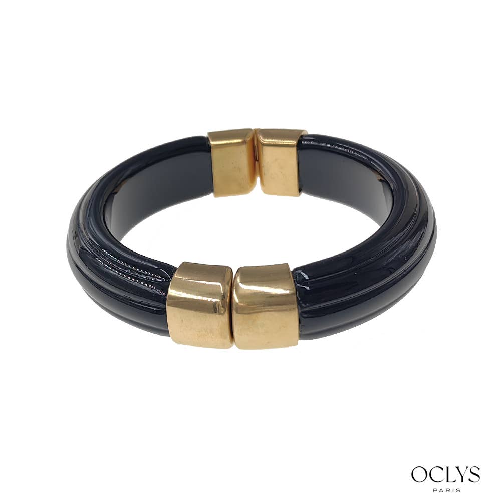 Oclys - Wholesale Bangle Bracelet - Open cuff bracelet in gold stainless steel resin Sara9