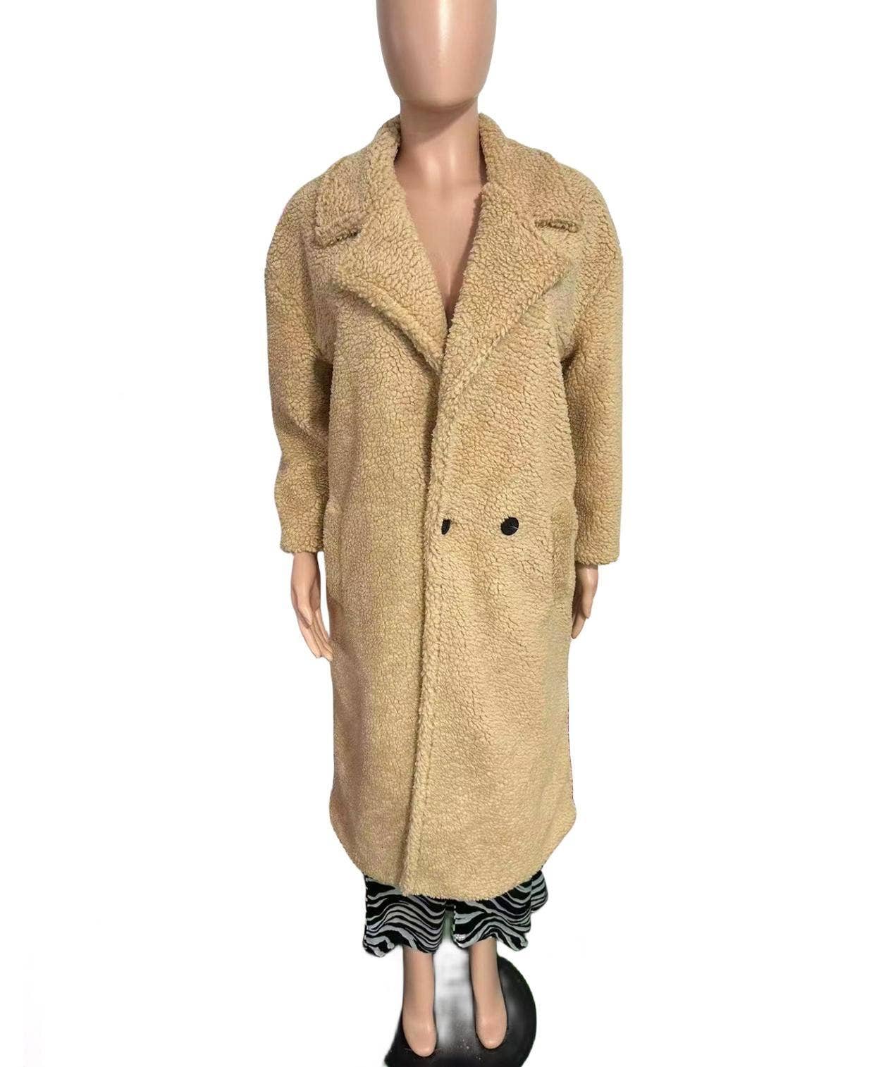 Rosa Clothing - Wholesale Fur/Faux Fur Coat - Women's - Plush long teddy fleece trench coat16