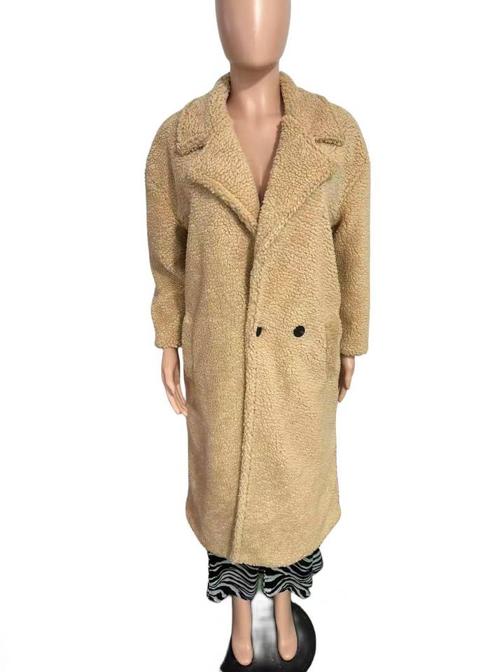 Rosa Clothing - Wholesale Fur/Faux Fur Coat - Women's - Plush long teddy fleece trench coat16
