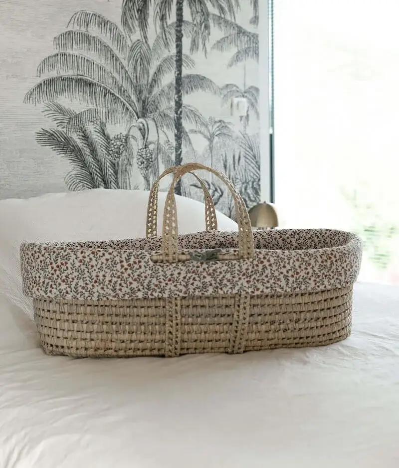 Manufacture des bébés français - Wholesale Bassinet - Baby - Madeleine bassinet cover green floral6