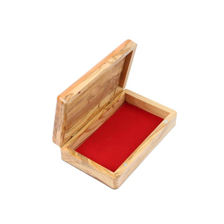Holyland Artisans - Venta al por mayor Joyero/organizador de joyas - Caja de Madera de Olivo_ Rectangular Grande Lisa
