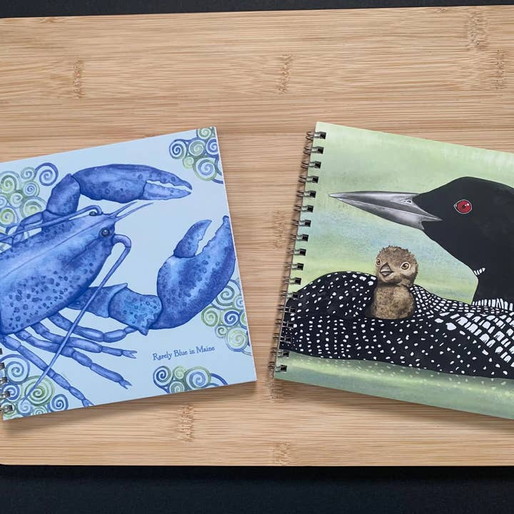 Firefly Sky Design - Wholesale Notebook - Loon and Chick 6" x 6" Watercolor Art Lined Notebook3