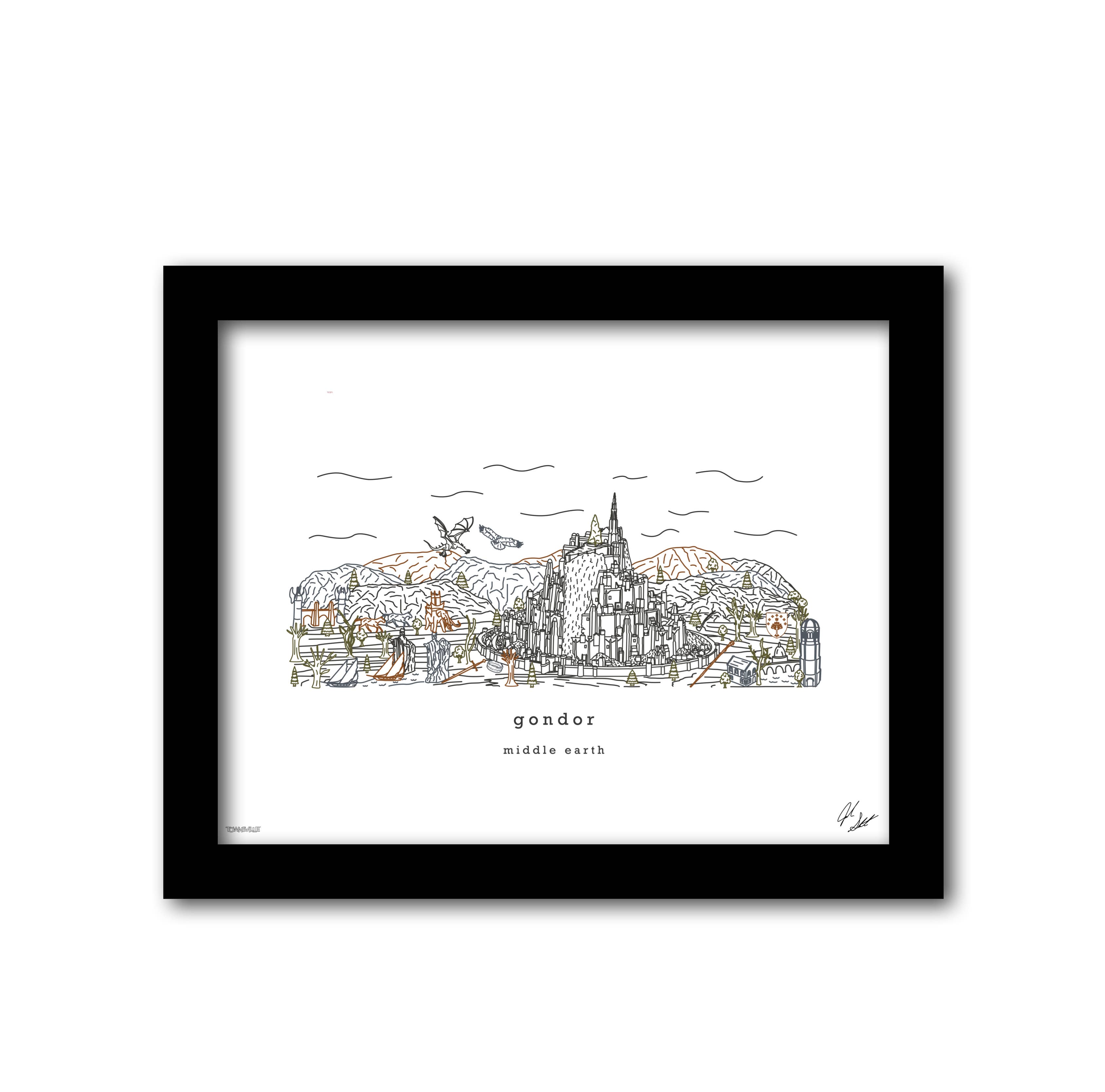 Townsville Art – Engroshandel Kunsttryk – Gondor - Ringenes Herre Minimalistisk Vægdekoration Fan Art1