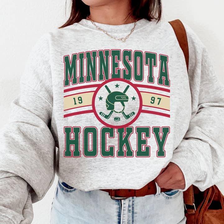 Vintage Minnesota Wil Hockey Fan Retro Ice Hockey Sweatshirt for wholesale by TheKingShirt