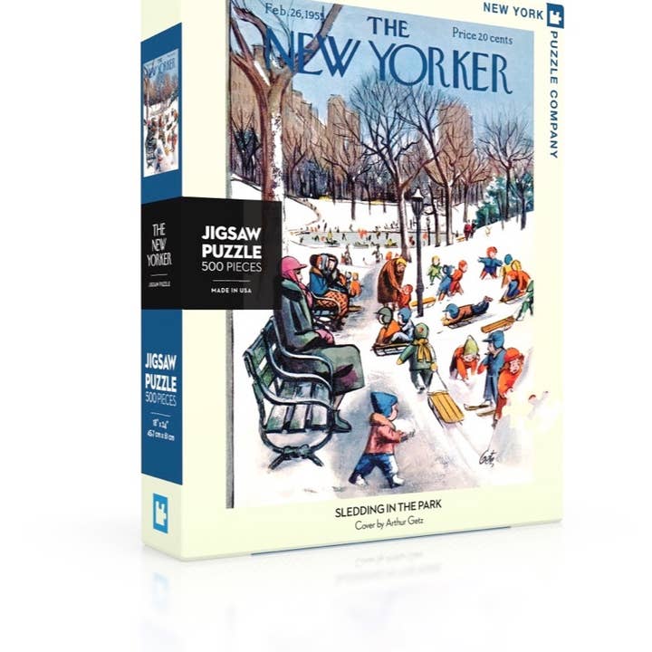 New York Puzzle Company - Wholesale Puzzle - Adult - Sledding in the Park - 500 Piece Jigsaw Puzzle