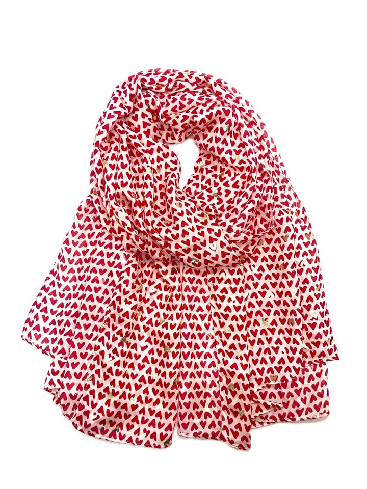 LN-89 Scarf with heart pattern and gilding for wholesale by LINETA
