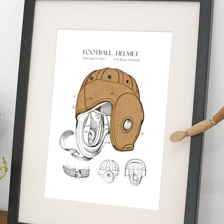 Cadeaux de football, illustration de brevet de casque de football vintage pour la vente par Simply Cut Art