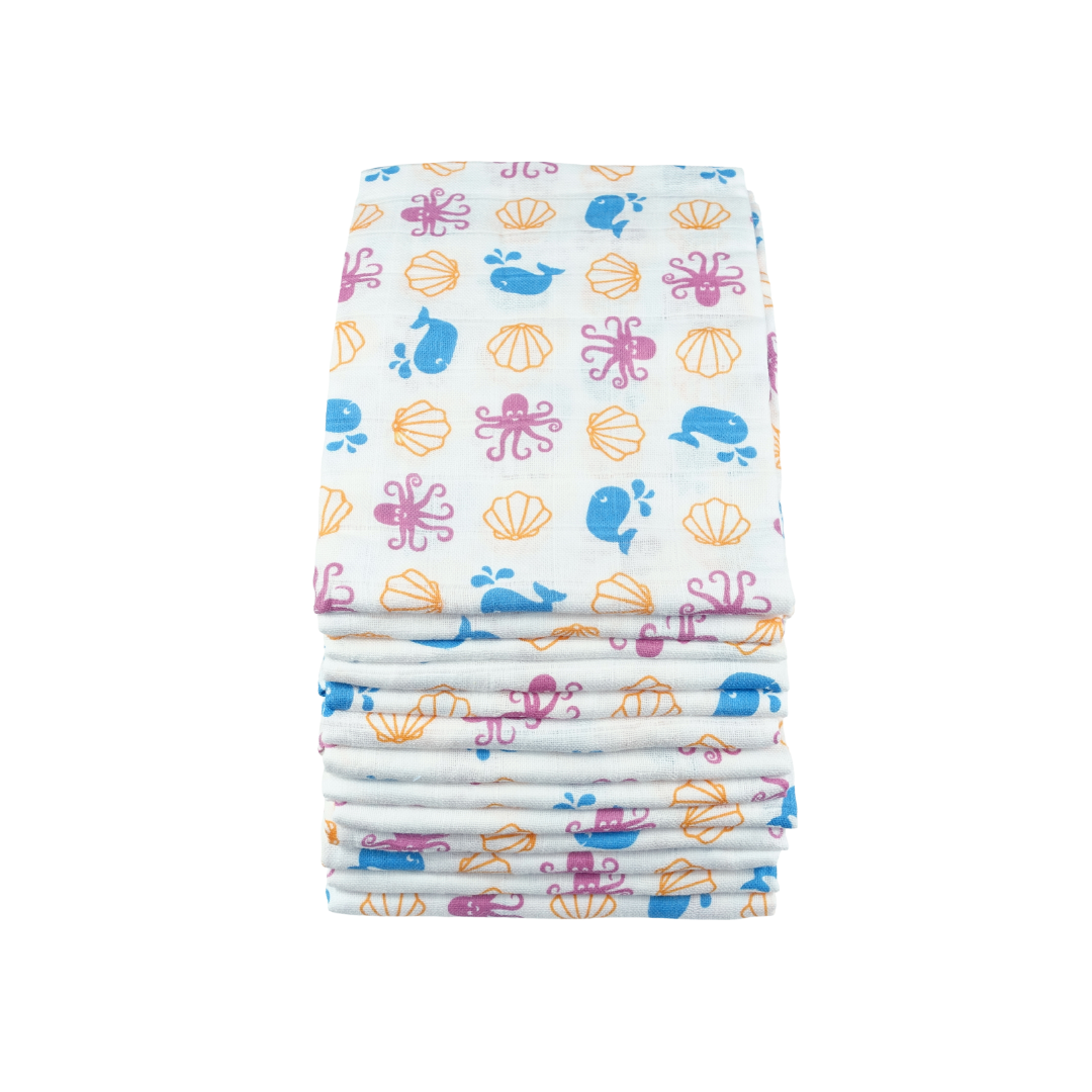 Muslinz - MerryGoRoundUK Ltd – wholesale Rapduk - Baby – MusLinz 12pk Bomull Muslin Kvadrater - Mönstrad10