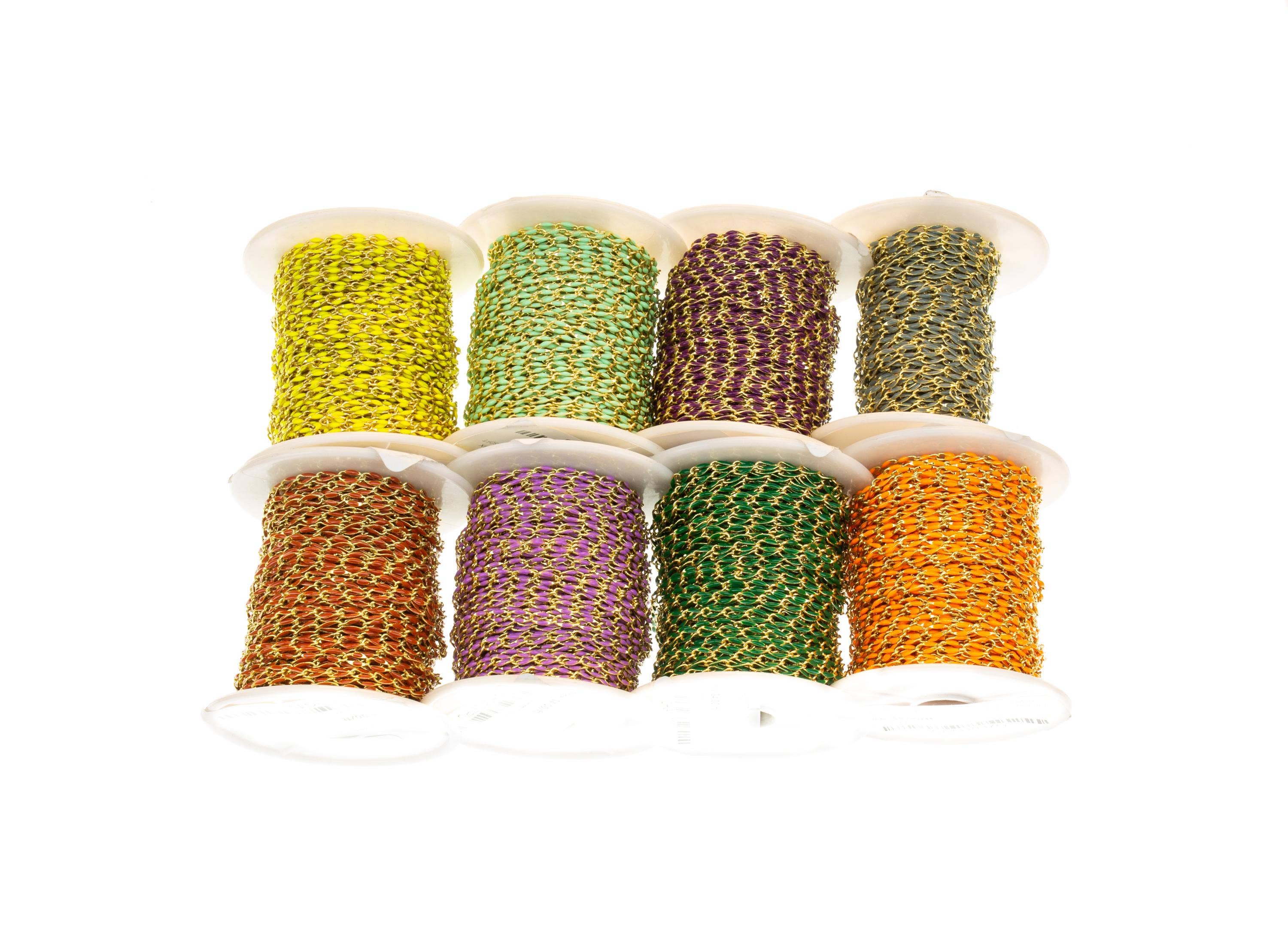 Jewel Pledge - Wholesale Craft Supplies - Gold Enamel Oval Link Chain for Jewelry Making CHG1037-017