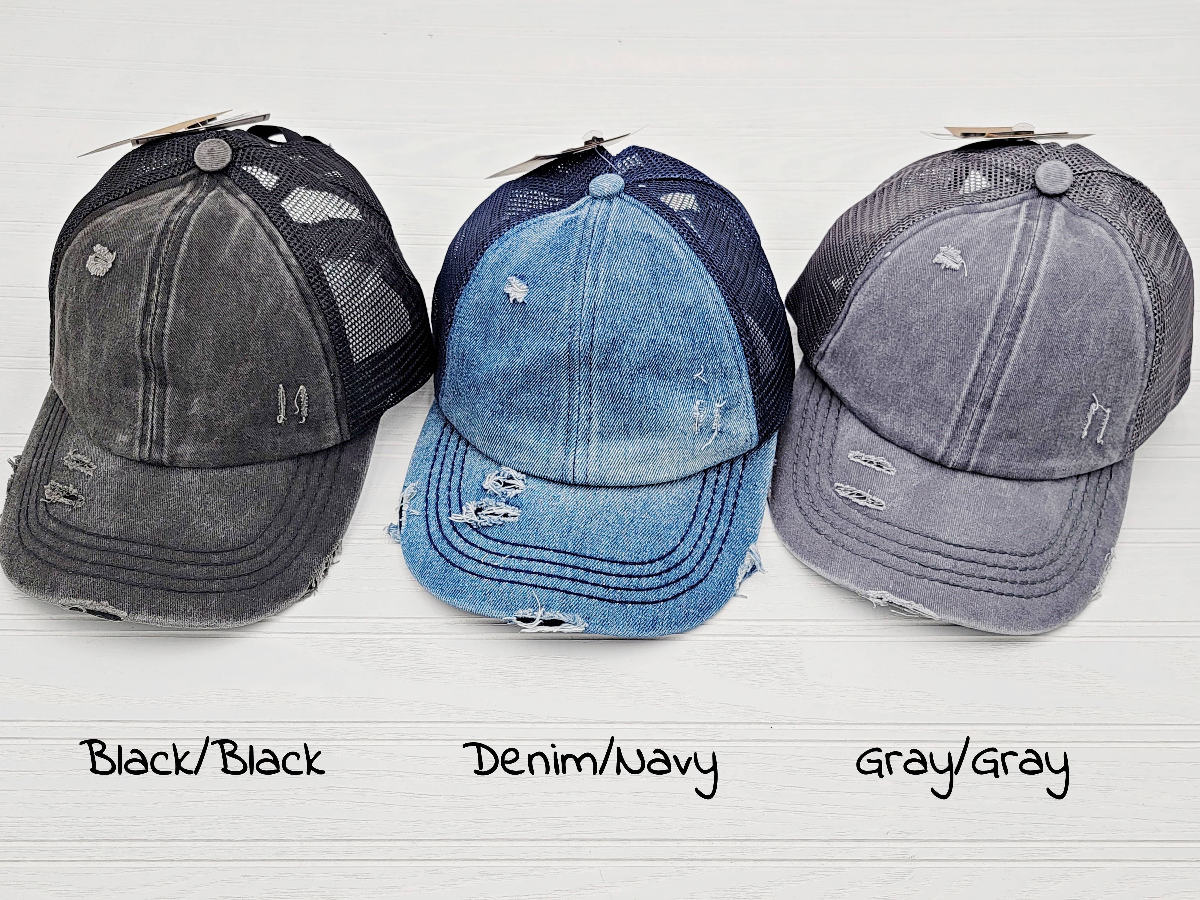 Treasure Bank - Wholesale Ponytail Cap - Women's - C.C Washed Denim, Mesh Back  with Crossed Band for Ponytail4