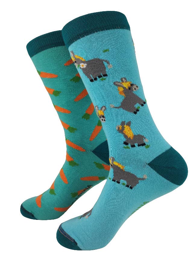 Strømper med æsel og gulerødder for engroshandel hos Mandarina Socks