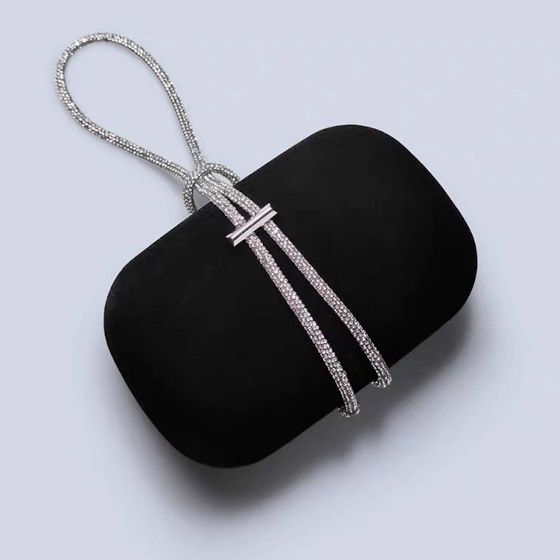 LanLivia - Wholesale Clutch Bag - Women's - Luxe Black Velvet Party clutch-Sparkling Diamond Belt10