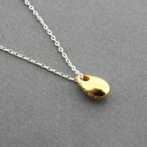 Makers & Providers - Wholesale Pendant/charm necklace - Gold teardrop on silver chain0