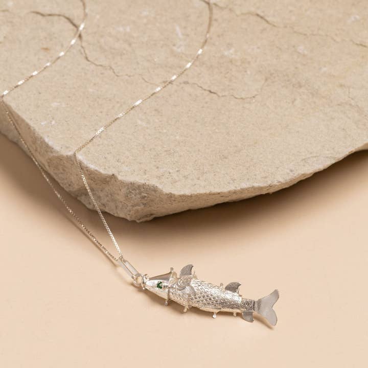 Sirena Pez Pendant Filigree Necklace for wholesale by Alejandra Collective