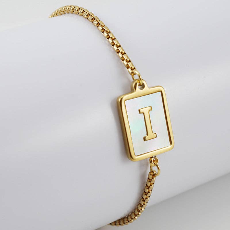 Mio Queena - Wholesale Charm/Dangle Bracelet - Gold-plated Shell Stainless Steel Initial Bracelets8