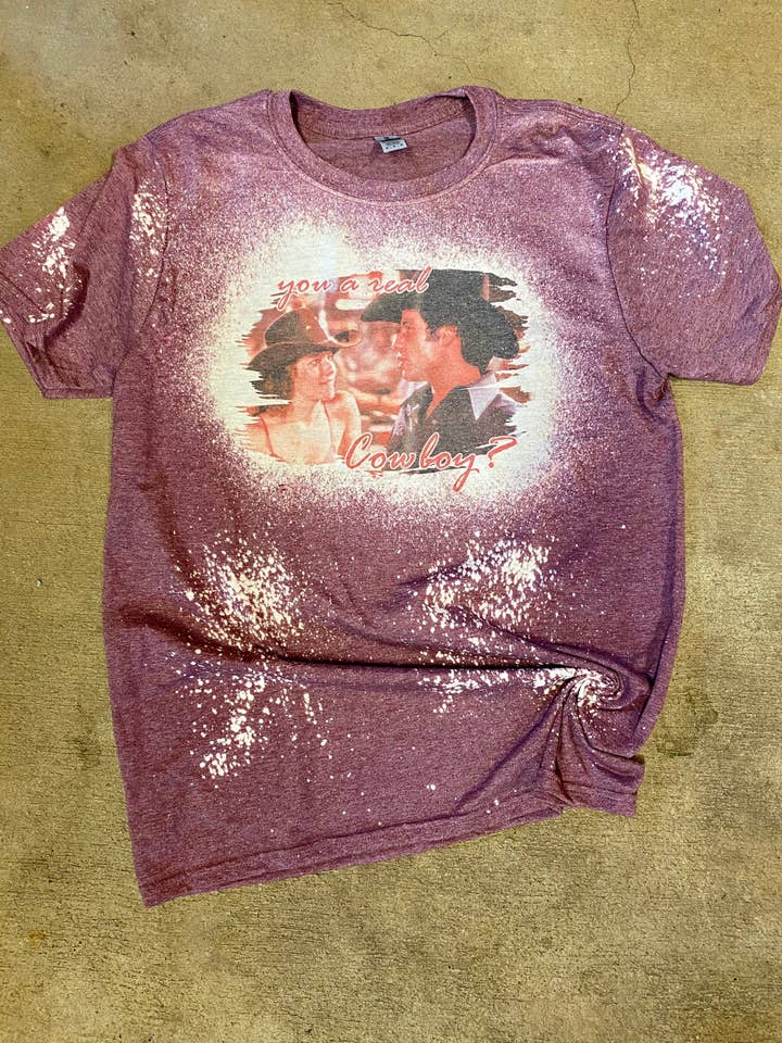 Are You A Real Cowboy | Bleach Tee | Bleach Shirt | Western Shirt | Urban Cowboy | Bleached Shirt for wholesale by Cute As A Rustic Button