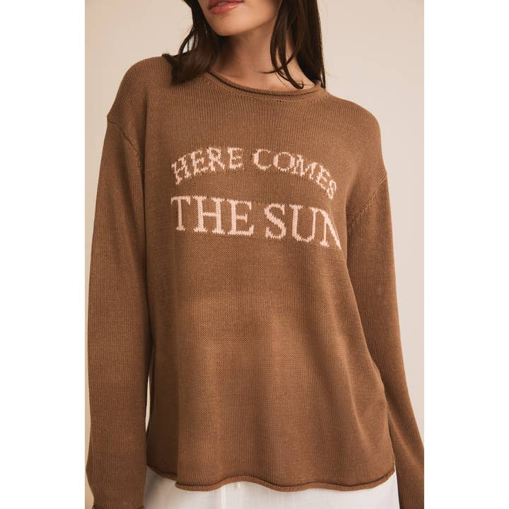 Here Comes the Sun Cozy Lightweight Round Neck Sweater for wholesale by Apolline