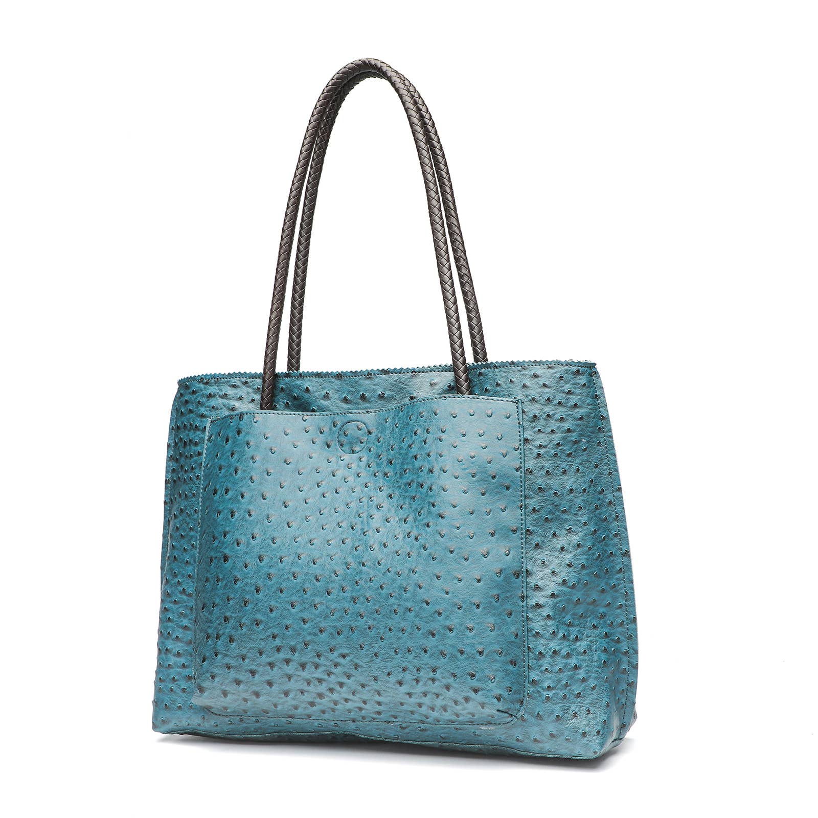 22 Tote - Wholesale Tote Bag - Women's - Deluxe Ostrich Tote Bag with Braided Handles & Multi-Pockets12