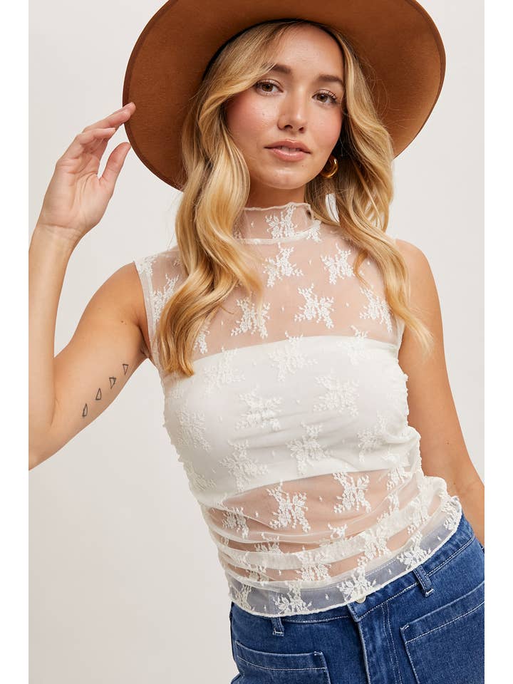 Bluivy - Venta al por mayor Camiseta sin mangas - Mujer - CAMISETA SIN MANGAS ESTILO MUSCULO CON BORDADO FLORAL TRANSPARENTE16