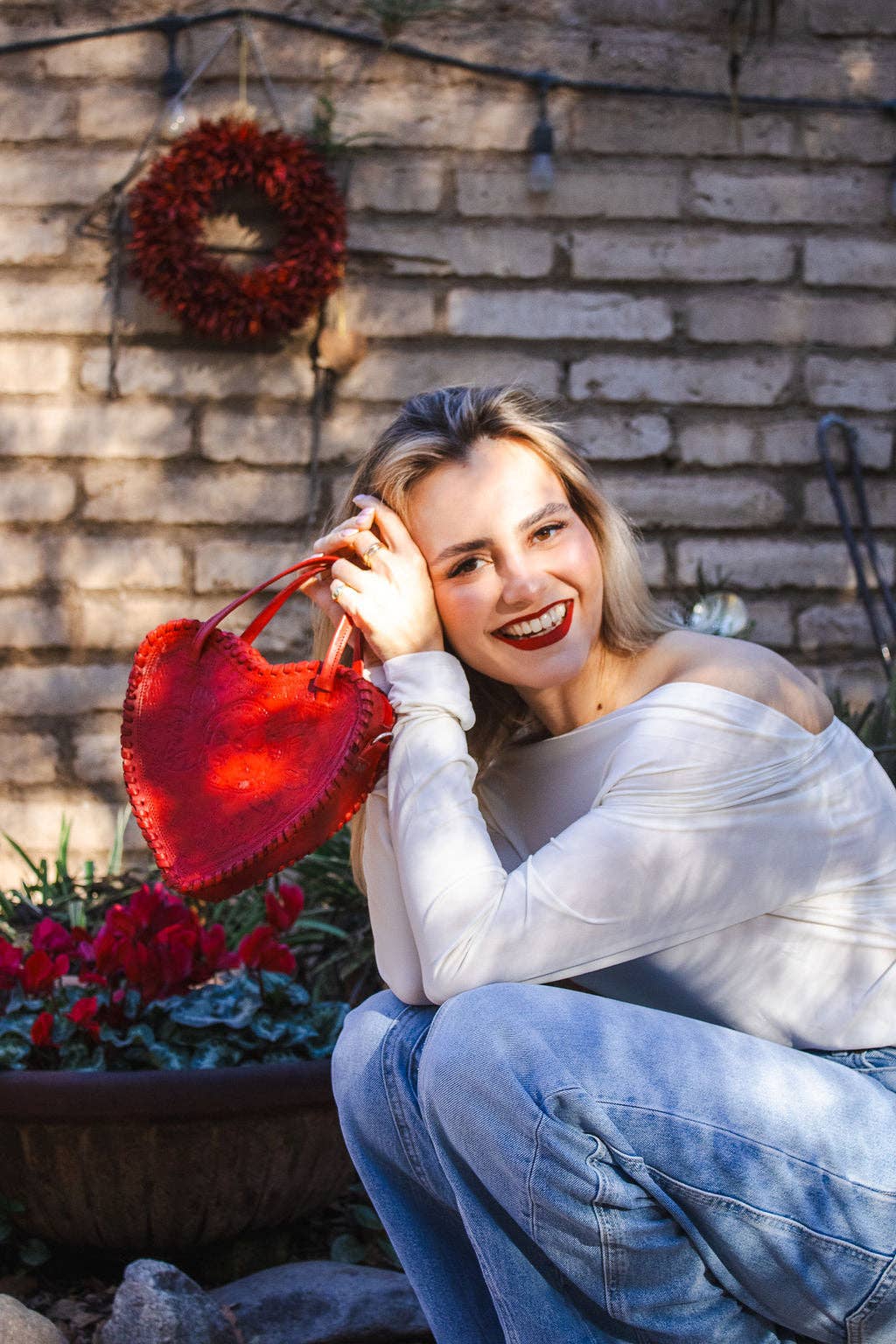 Adela Artisan Made LLC - Wholesale Crossbody Bag - Women's - Red Heart Leather Purse2