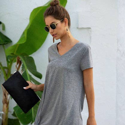 V Neck Short Sleeve T-Shirt Dresses - Clearance for wholesale by Supreme Fashion