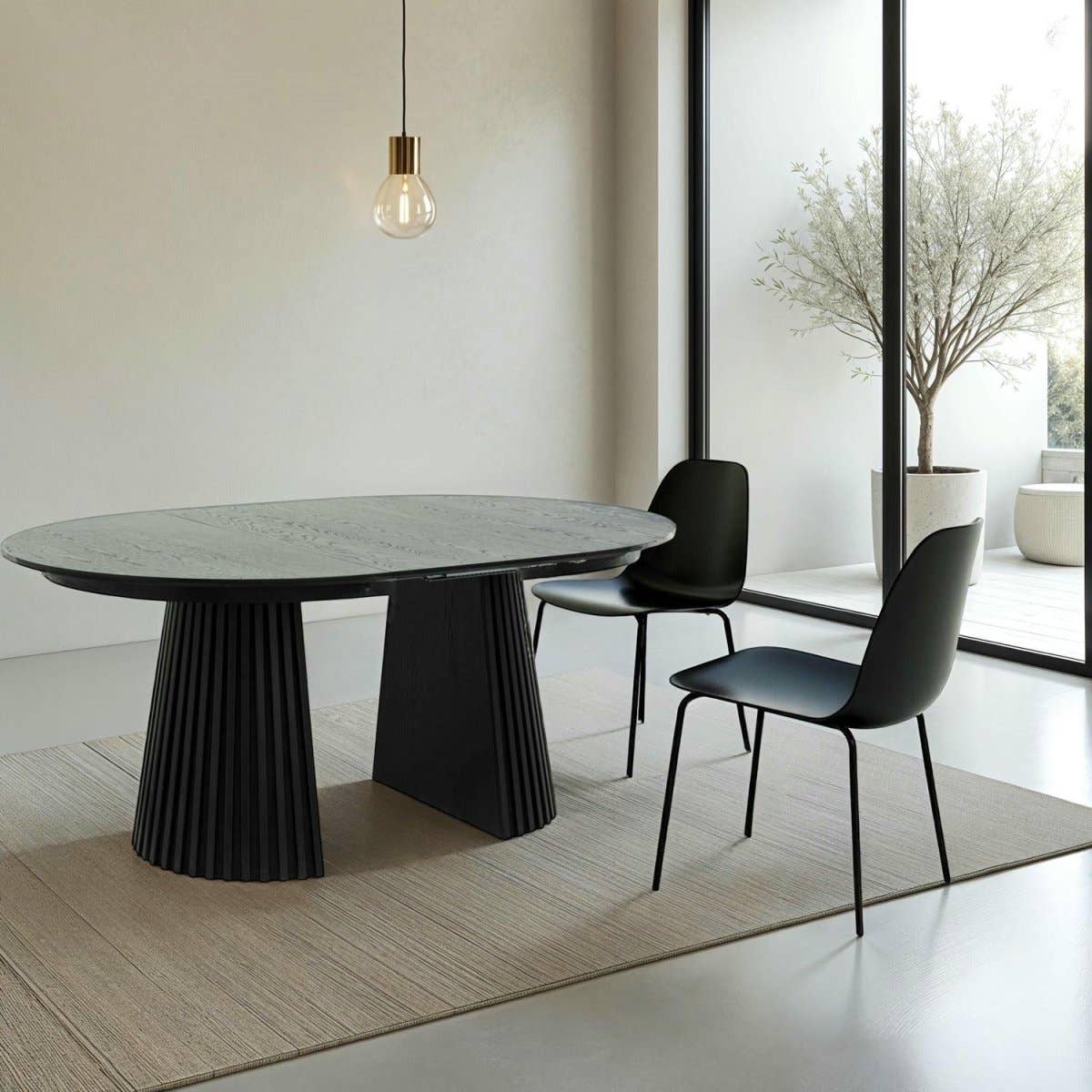 Furnhouse - Venta al por mayor Mesas auxiliares - Mesa de comedor redonda extensible Svendborg ø120/220 cm - Roble negro1