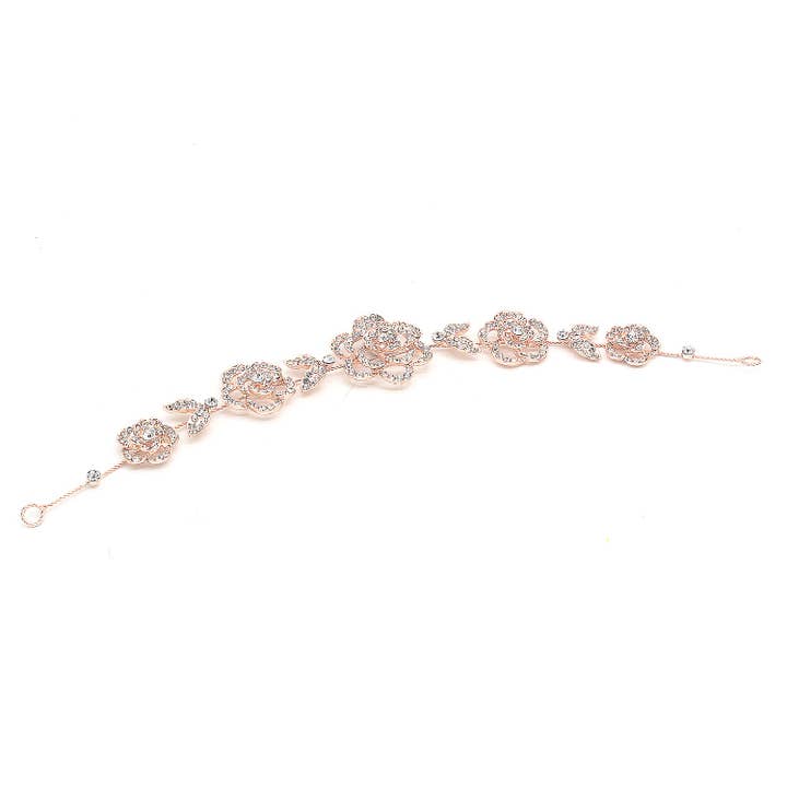 Diacly - Wholesale Hair Clip - Women's - Rose Detail Rhinestone Flexible Hair Deco Band