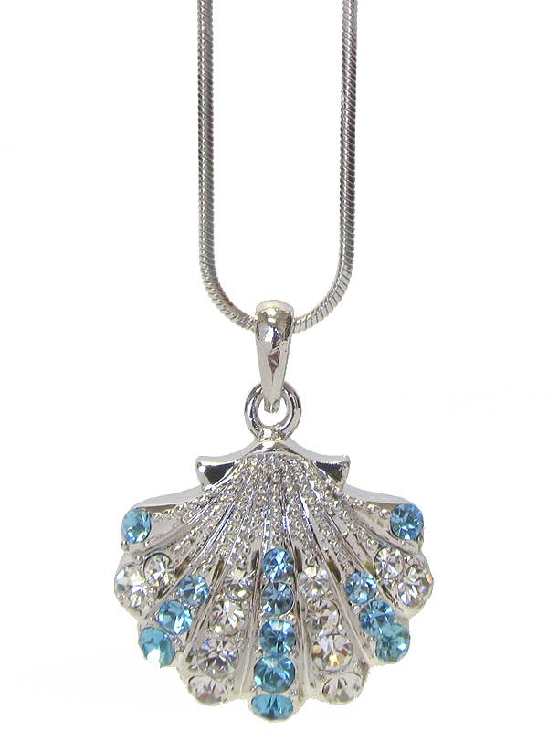 ( H289 ) CRYSTAL SHELL PENDANT NECKLACE for wholesale by Jewelry Max