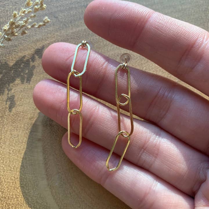 Georgia Marie Designs - Wholesale Hangende/ronde oorbellen - Paperclip Oorringen • 14K Goldfilled Paperclip Chain Oorbellen • Oorstekers • Bengelen Oorbellen • Cadeaus voor haar • Ketting Link Oorbellen •