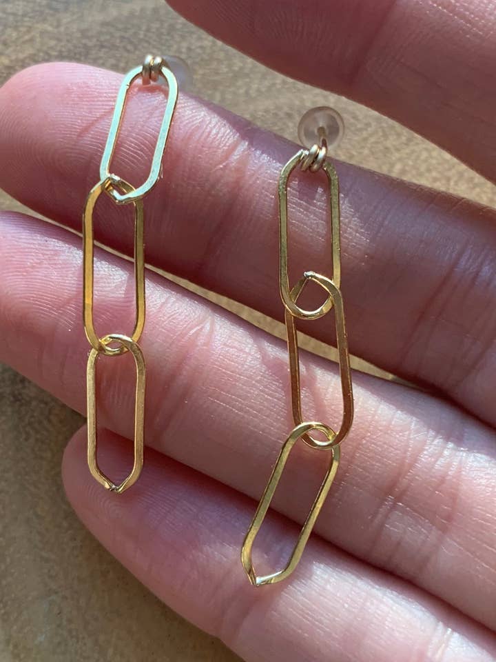 Paperclip Post Earrings • 14K Goldfilled Paperclip Chain Earrings • Post Earrings • Dangle Earrings • Gifts For Her • Chain Link Earrings • for wholesale by Georgia Marie Designs