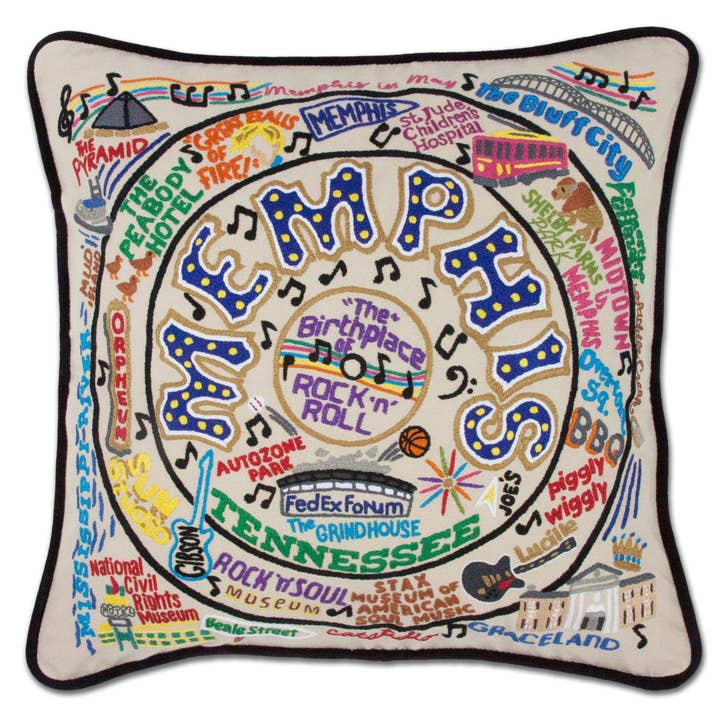 Memphis Hand-Embroidered Pillow for wholesale by catstudio