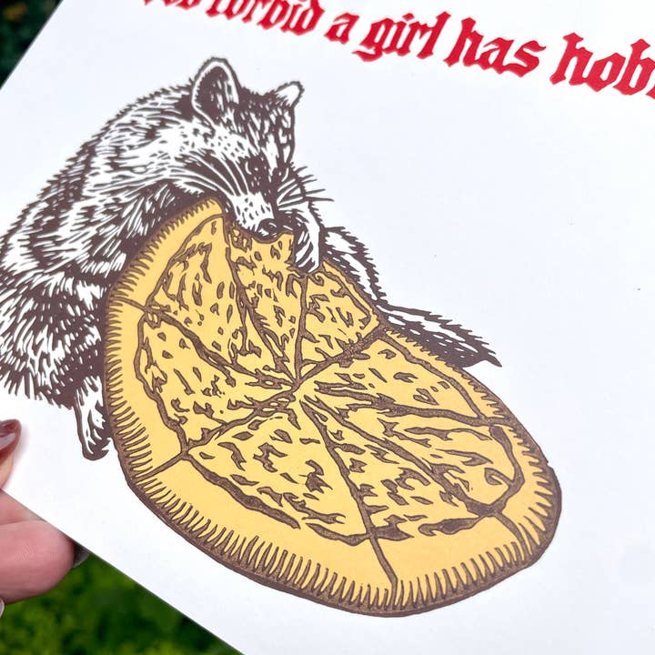 Augury Press - Wholesale Art Print - Raccoon Linocut Print2