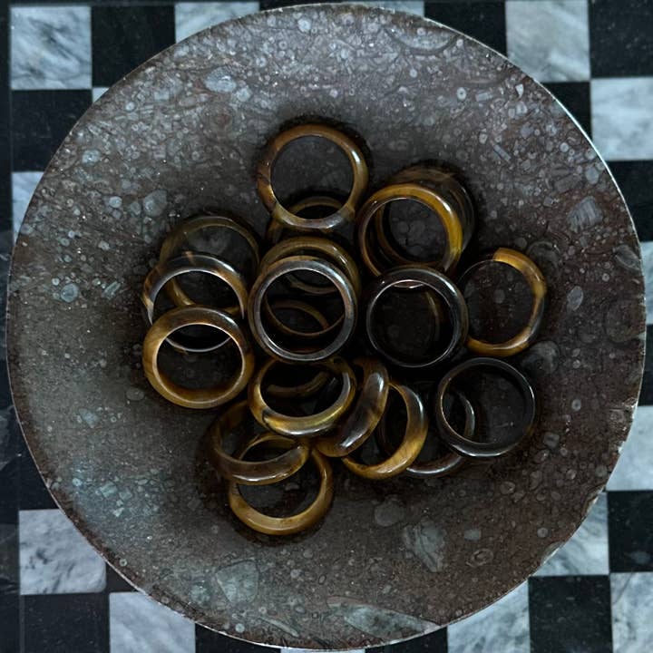 Pebble House - Wholesale Band/Stacked Ring - Tiger's Eye Rings -10 pcs (Crystals & Stones)1