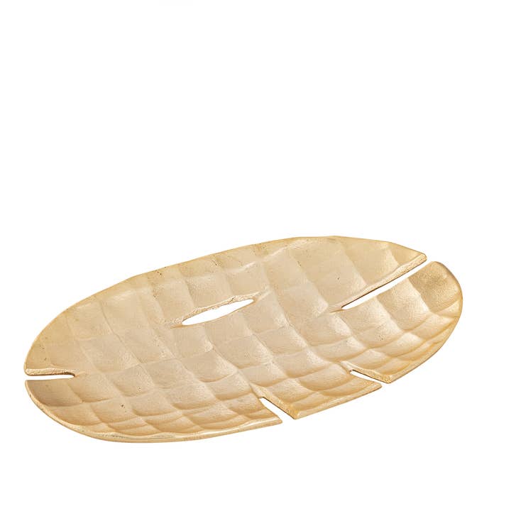 Gold Textured Oval Tray for wholesale by CLASSIC TOUCH DECOR INC.