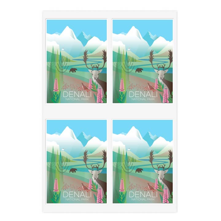 Denali National Park Sticker Sheet for wholesale by Max & Oscar