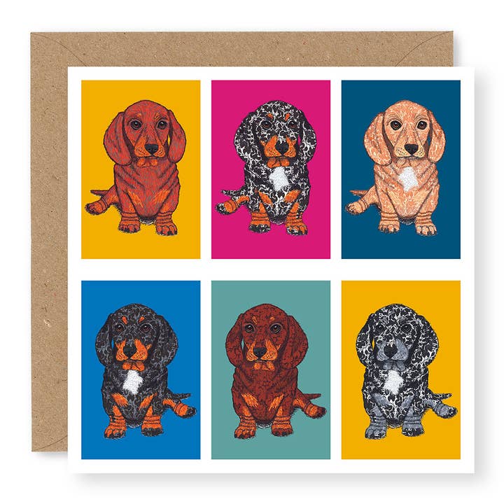 Whiskers Dachshund for wholesale by Jane Buurman Handmade (Greetings Cards)