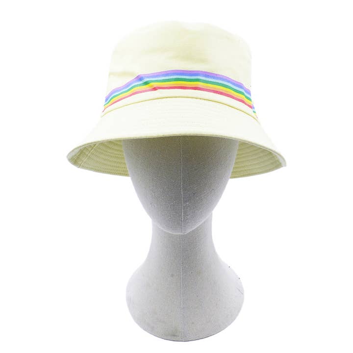 Hana - Wholesale Bucket Hat - Women's - Rainbow Trim Solid Bucket Hat1