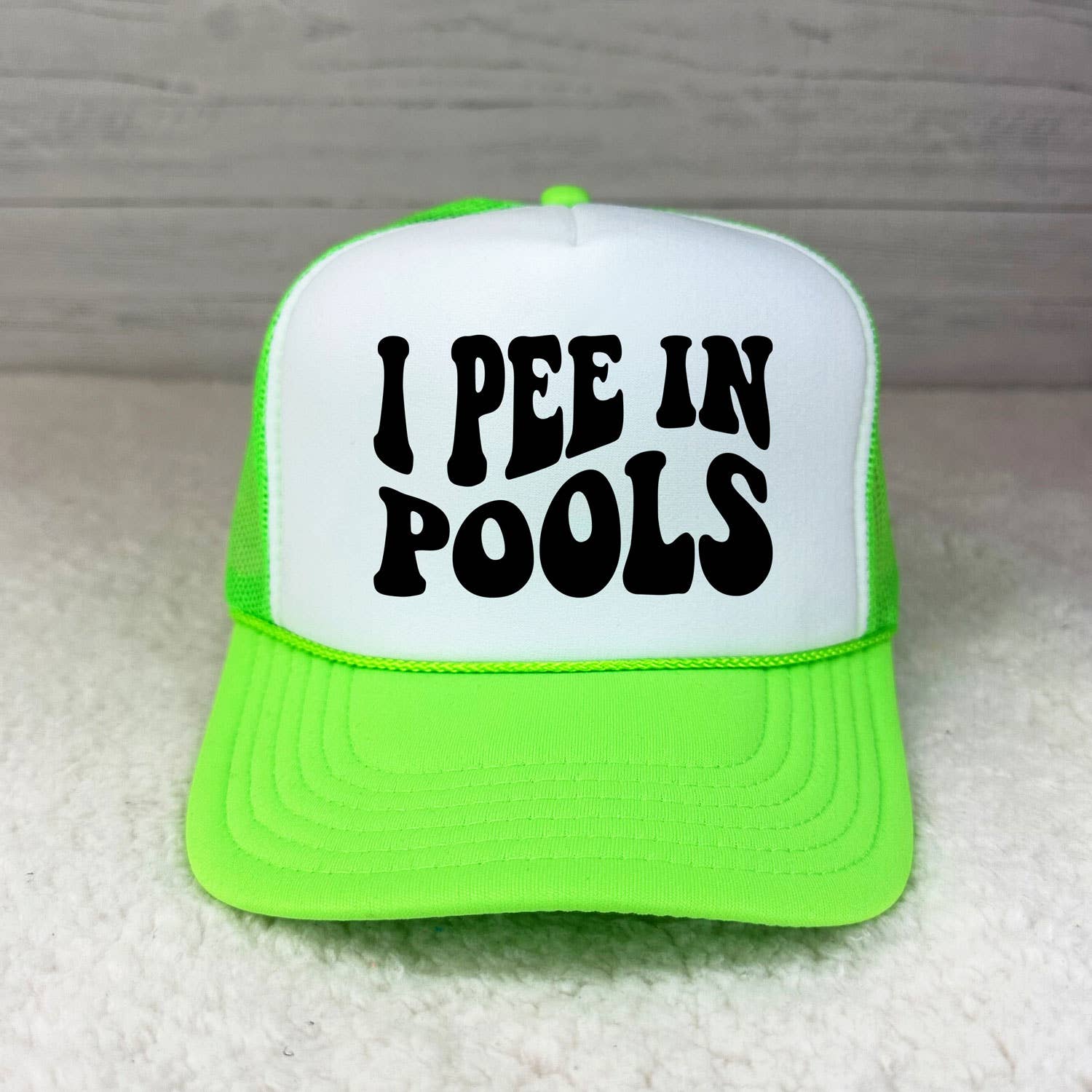 Trendy Tee Co. - Wholesale Trucker Hat - Women's - I Pee In Pools Neon Foam Trucker Hat3